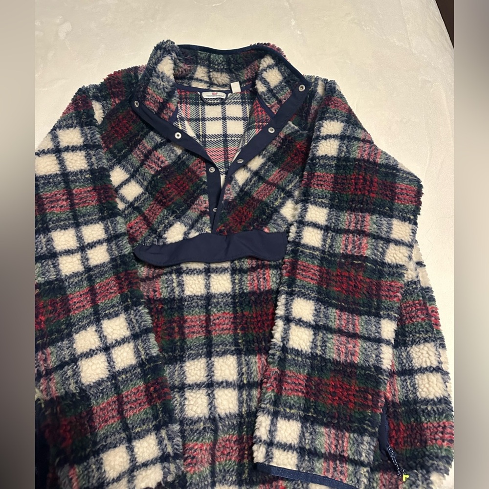 Vineyard Vines Tartan Plaid Sherpa Popover